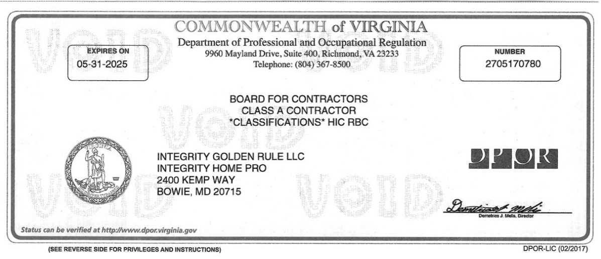 Integrity Home Pro Class A VA