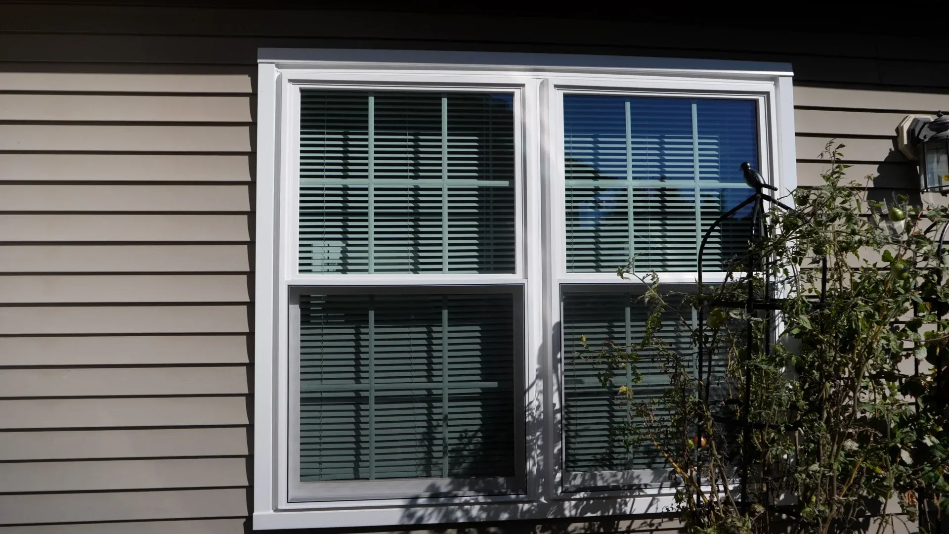 A large double-paned window from the outside.