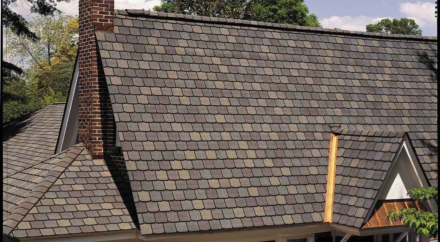 A newly-installed shingle roof.